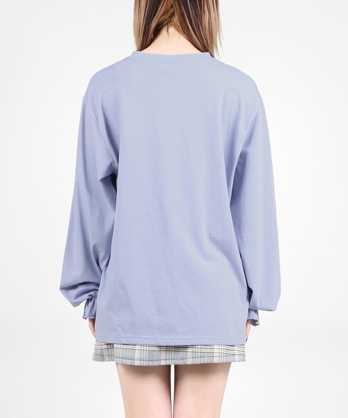 DING（ディング）の「DING/王冠ロングTシャツ（Tシャツ/カットソー・レディース・サックスブルー/ホワイト/グレー・FREE）」の11枚目の写真