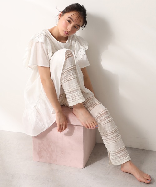 one after another NICE CLAUP(ワンアフターアナザーナイスクラップ)の「カットレースパンツ(その他パンツ・レディース・オフホワイト/ベージュ/ブラウン・FREE)」の20枚目の写真