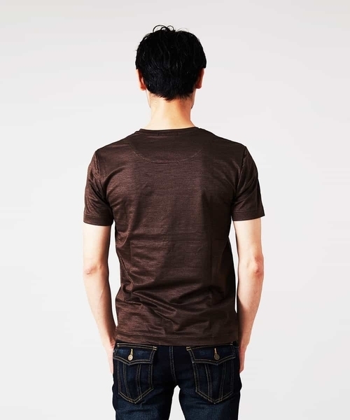 MICHEL KLEIN HOMME (ミッシェルクランオム)の「カットソー(ラミーカノコシルケット)(Tシャツ/カットソー・メンズ・ネイビー/ブラウン・MEDIUM/LARGE/X-LARGE)」の8枚目の写真