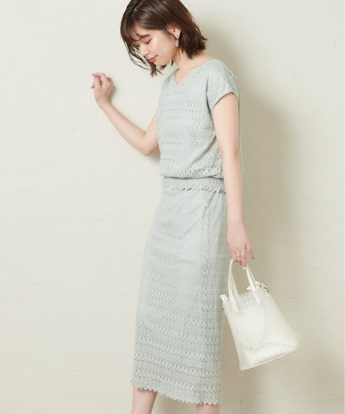 natural couture（ナチュラルクチュール）の「【WEB限定カラー有り】クロシェ風レーストップス（Tシャツ/カットソー・レディース・ブラック/ブルー/ミント/ライトベージュ・FREE）」の13枚目の写真