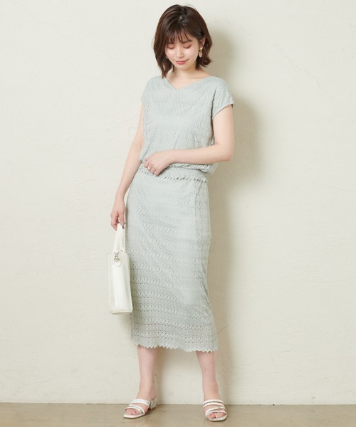 natural couture（ナチュラルクチュール）の「【WEB限定カラー有り】クロシェ風レーストップス（Tシャツ/カットソー・レディース・ブラック/ブルー/ミント/ライトベージュ・FREE）」の14枚目の写真