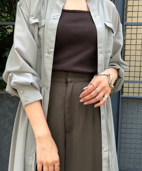 &g'aime（アンジェム）の「【&g'aime】ロングシャツワンピース／バックシャンロングシャツ（ワンピース・レディース・ベージュ/ライトグリーン・FREE）」の9枚目の写真