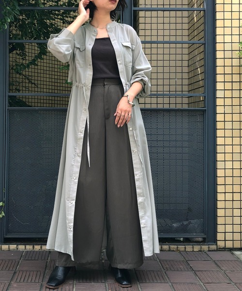 &g'aime（アンジェム）の「【&g'aime】ロングシャツワンピース／バックシャンロングシャツ（ワンピース・レディース・ベージュ/ライトグリーン・FREE）」の11枚目の写真