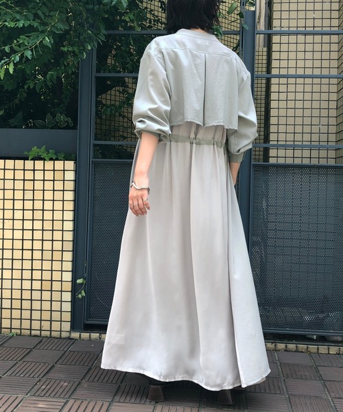 &g'aime（アンジェム）の「【&g'aime】ロングシャツワンピース／バックシャンロングシャツ（ワンピース・レディース・ベージュ/ライトグリーン・FREE）」の14枚目の写真