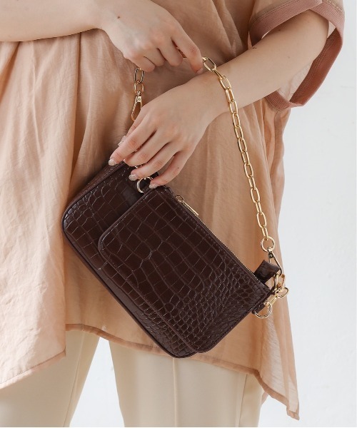 Chico（チコ）の「2wayクロコミニバッグ(取り外し可能）（ショルダーバッグ・レディース・ブラック/ブラウン/ライトベージュ・FREE）」の9枚目の写真