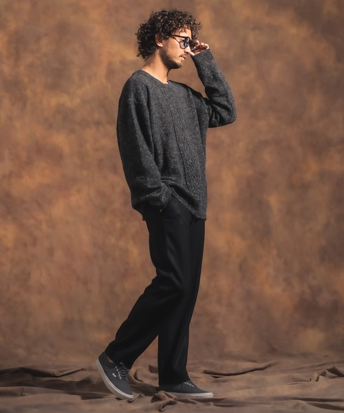 Jih Nunc（ジーヌンク）の「mn2240-ルーズシルエットカラーネップケーブルニット（ニット/セーター・メンズ・キャメル/チャコール・M/S/L）」の9枚目の写真