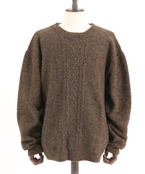 Jih Nunc（ジーヌンク）の「mn2240-ルーズシルエットカラーネップケーブルニット（ニット/セーター・メンズ・キャメル/チャコール・M/S/L）」の13枚目の写真