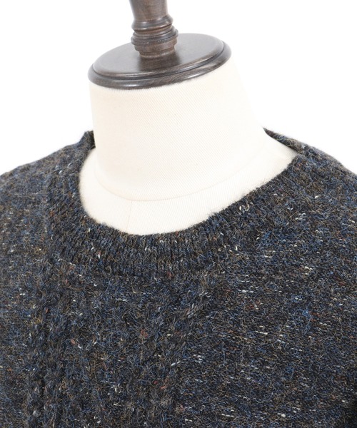 Jih Nunc（ジーヌンク）の「mn2240-ルーズシルエットカラーネップケーブルニット（ニット/セーター・メンズ・キャメル/チャコール・M/S/L）」の4枚目の写真