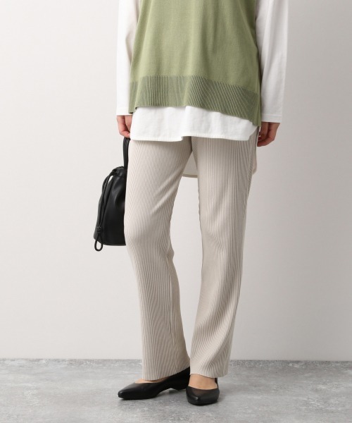 GLOBAL WORK（グローバルワーク）の「セルフ裾カットリブパンツ/893281（その他パンツ・レディース・ブラック/オフホワイト/ブラウン系その他/ブラウン系その他2・FREE）」の6枚目の写真