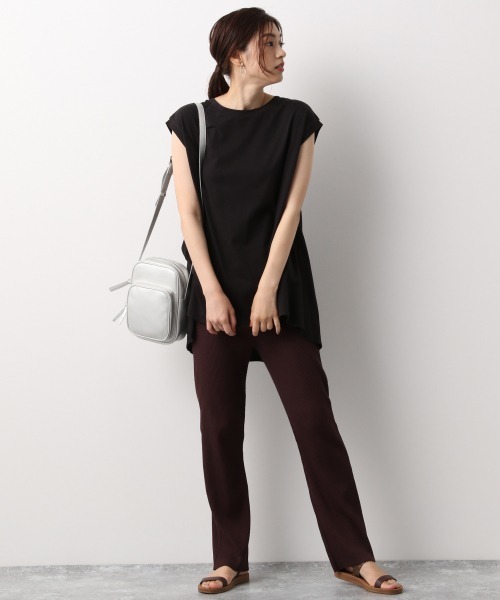 GLOBAL WORK（グローバルワーク）の「セルフ裾カットリブパンツ/893281（その他パンツ・レディース・ブラック/オフホワイト/ブラウン系その他/ブラウン系その他2・FREE）」の9枚目の写真