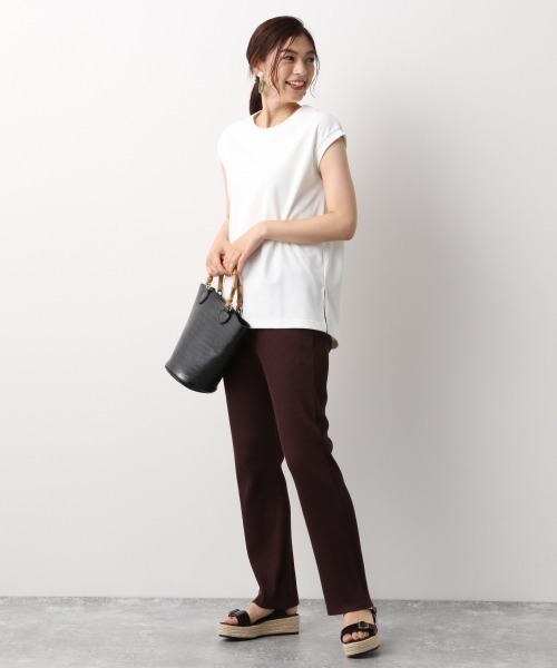 GLOBAL WORK（グローバルワーク）の「セルフ裾カットリブパンツ/893281（その他パンツ・レディース・ブラック/オフホワイト/ブラウン系その他/ブラウン系その他2・FREE）」の10枚目の写真