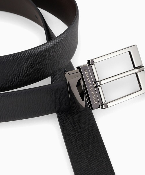 ARMANI EXCHANGE(アルマーニエクスチェンジ)の「【A|X アルマーニ エクスチェンジ】スクエアバックルベルト(ベルト・メンズ・ブラック/ネイビー・FREE)」の4枚目の写真