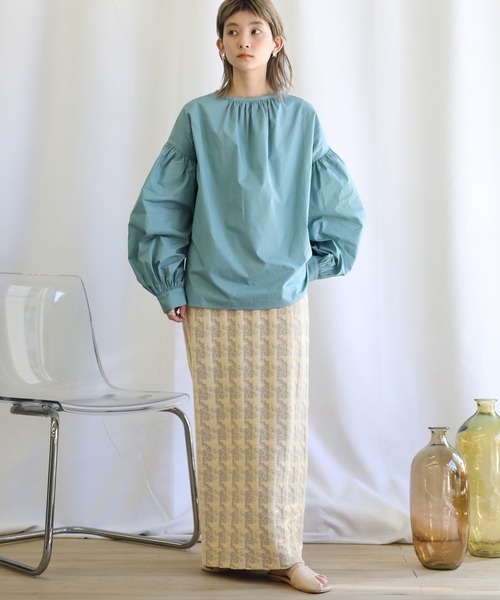 select MOCA(セレクトモカ)の「2021 SS クランブルニットスカート(スカート・レディース・ミント/ラベンダー/グレイッシュベージュ・FREE)」の6枚目の写真