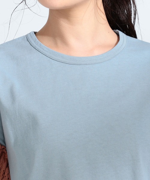 Ray BEAMS(レイビームス)の「Ray BEAMS / ライン フリル スリーブ Tシャツ(Tシャツ/カットソー・レディース・ホワイト/ブラック/ブルー系その他2・ONE SIZE)」の10枚目の写真