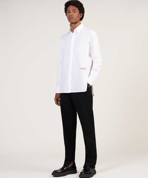 dunhill（ダンヒル）の「1921 スクリプトロゴ スプリットヘム ロングスリーブ シャツ【返却】（シャツ/ブラウス・メンズ・ホワイト・S/M/L）」の4枚目の写真