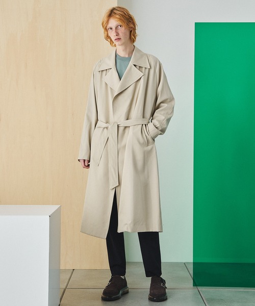 ハイカウントウールシャンブレーラップコート（トレンチコート