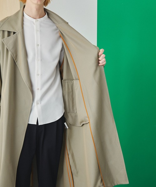 ハイカウントウールシャンブレーラップコート（トレンチコート