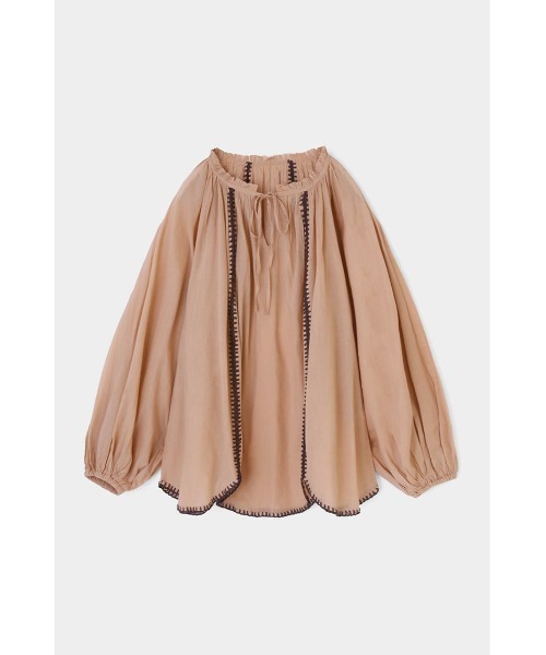 MOUSSY（マウジー）の「STITCH VOLUME SLEEVE ブラウス（シャツ/ブラウス・レディース・ブラック/オフホワイト/ライトオレンジ系・FREE）」の3枚目の写真