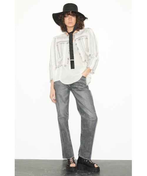 MOUSSY（マウジー）の「STITCH VOLUME SLEEVE ブラウス（シャツ/ブラウス・レディース・ブラック/オフホワイト/ライトオレンジ系・FREE）」の14枚目の写真