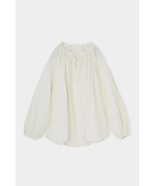 MOUSSY（マウジー）の「STITCH VOLUME SLEEVE ブラウス（シャツ/ブラウス・レディース・ブラック/オフホワイト/ライトオレンジ系・FREE）」の7枚目の写真