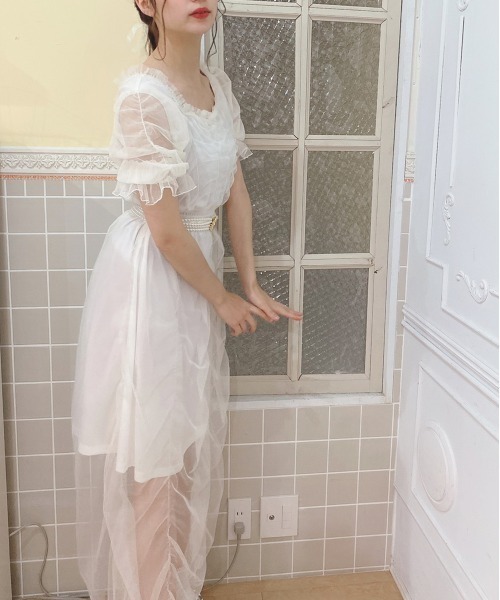 Swankiss（スワンキス）の「SX elegant gather LO/P（ワンピース・レディース・ホワイト/ミント/ピンク/ブラック・FREE）」の10枚目の写真