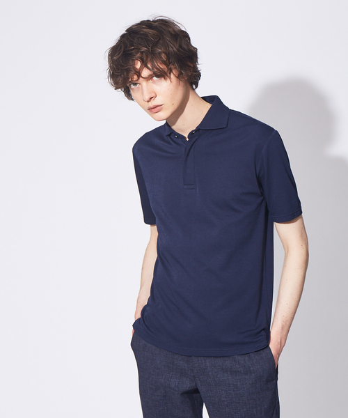 ABAHOUSE（アバハウス）の「スムース 翡翠 冷感 ポロシャツ（ポロシャツ・メンズ・オフホワイト/グレイッシュブルー/ダークオレンジ/ダークネイビー・44/46/48/50）」の4枚目の写真