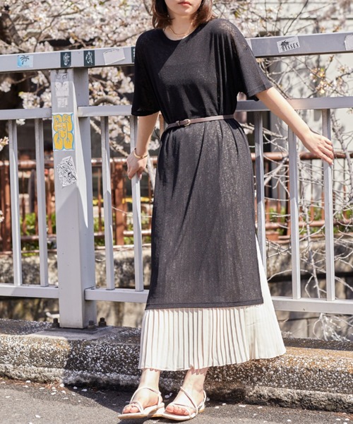 Amourire（アムリール）の「シースルースリットワンピース（ワンピース・レディース・グレー/ブラック/ベージュ/パープル・M）」の2枚目の写真