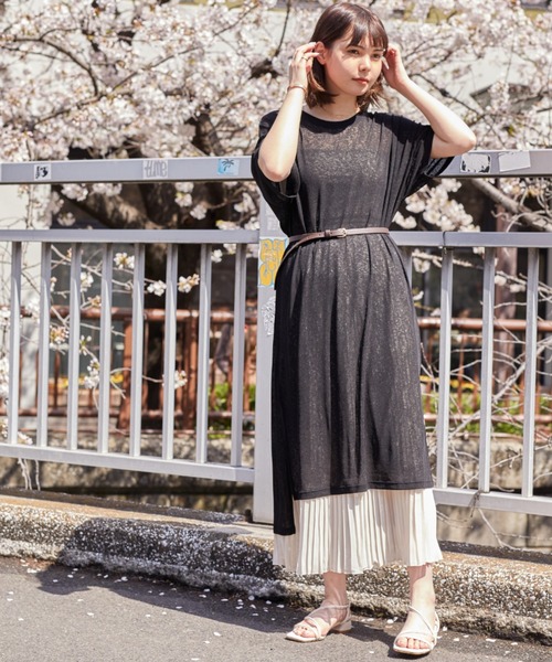 Amourire（アムリール）の「シースルースリットワンピース（ワンピース・レディース・グレー/ブラック/ベージュ/パープル・M）」の12枚目の写真