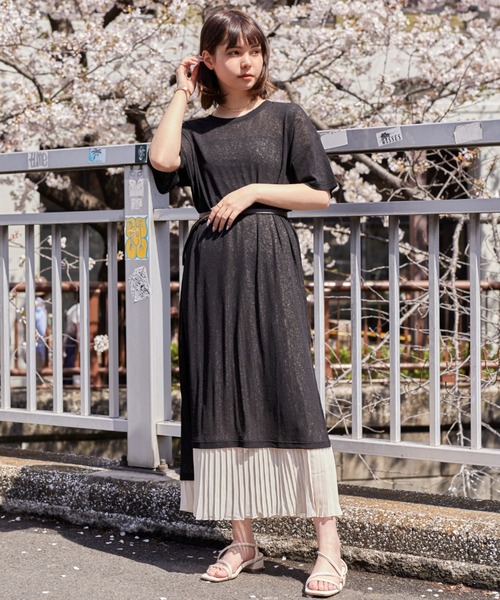 Amourire（アムリール）の「シースルースリットワンピース（ワンピース・レディース・グレー/ブラック/ベージュ/パープル・M）」の13枚目の写真