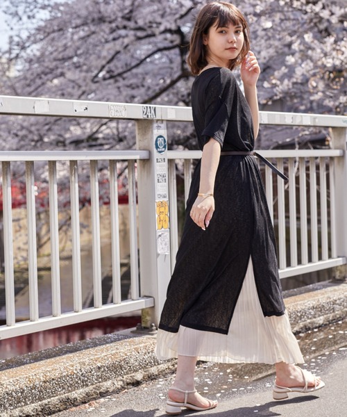 Amourire（アムリール）の「シースルースリットワンピース（ワンピース・レディース・グレー/ブラック/ベージュ/パープル・M）」の16枚目の写真