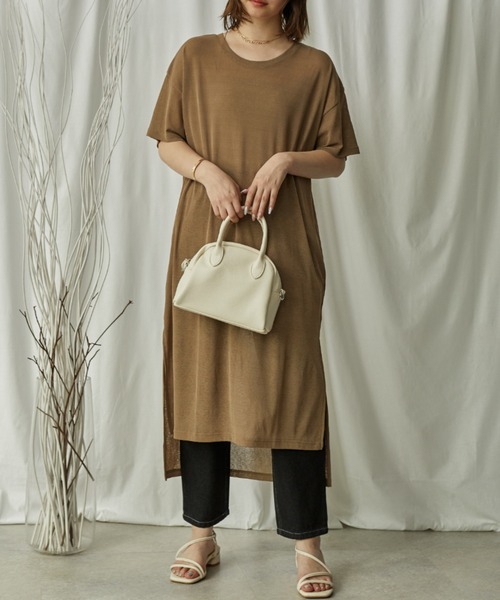 Amourire（アムリール）の「シースルースリットワンピース（ワンピース・レディース・グレー/ブラック/ベージュ/パープル・M）」の5枚目の写真