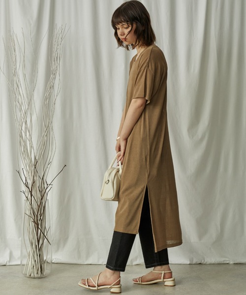 Amourire（アムリール）の「シースルースリットワンピース（ワンピース・レディース・グレー/ブラック/ベージュ/パープル・M）」の6枚目の写真