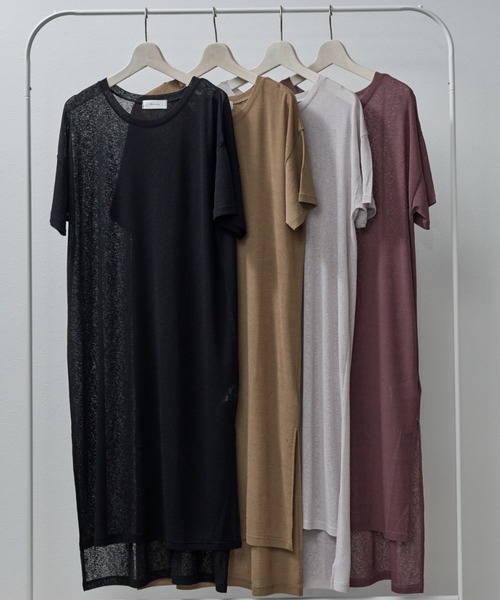 Amourire（アムリール）の「シースルースリットワンピース（ワンピース・レディース・グレー/ブラック/ベージュ/パープル・M）」の11枚目の写真