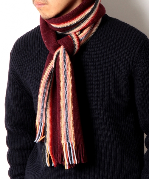 BEAUTY&YOUTH UNITED ARROWS（ビューティーアンドユースユナイテッドアローズ）の「BY scotland 3ライン マフラー ◆（マフラー・メンズ・ライトグレー/ダークグレー/ワインレッド/ネイビー・ONESIZE）」の8枚目の写真