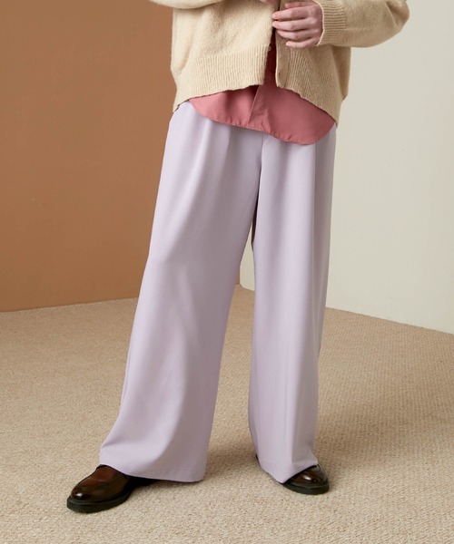 EMMA CLOTHES(エマクローズ)の「ブライトポプリン リラックス テーパード2タックワイドパンツ EMMA CLOTHES(その他パンツ・メンズ・ブラウン/ベージュ/ブラック/ライラック/グレイッシュベージュ/グレイッシュブルー/キナリ/ベージュ系その他・M/L)」の1枚目の写真