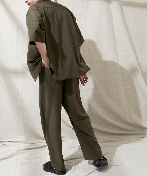 EMMA CLOTHES(エマクローズ)の「ブライトポプリン リラックス テーパード2タックワイドパンツ EMMA CLOTHES(その他パンツ・メンズ・ブラウン/ベージュ/ブラック/ライラック/グレイッシュベージュ/グレイッシュブルー/キナリ/ベージュ系その他・M/L)」の17枚目の写真