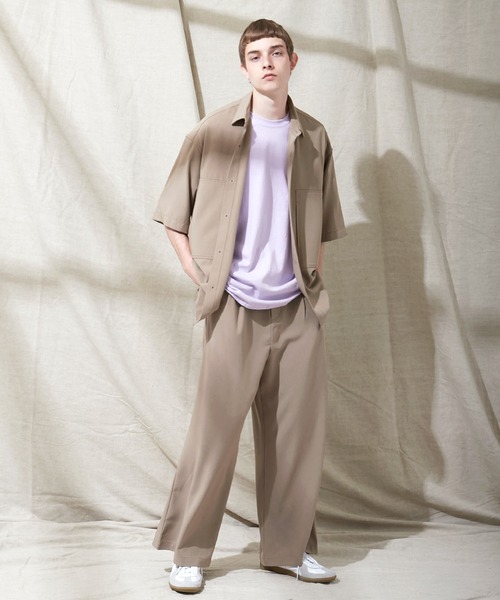 EMMA CLOTHES(エマクローズ)の「ブライトポプリン リラックス テーパード2タックワイドパンツ EMMA CLOTHES(その他パンツ・メンズ・ブラウン/ベージュ/ブラック/ライラック/グレイッシュベージュ/グレイッシュブルー/キナリ/ベージュ系その他・M/L)」の18枚目の写真