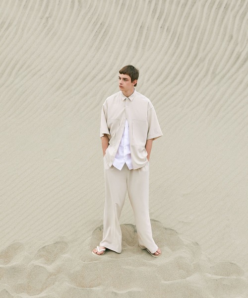 EMMA CLOTHES(エマクローズ)の「ブライトポプリン リラックス テーパード2タックワイドパンツ EMMA CLOTHES(その他パンツ・メンズ・ブラウン/ベージュ/ブラック/ライラック/グレイッシュベージュ/グレイッシュブルー/キナリ/ベージュ系その他・M/L)」の10枚目の写真