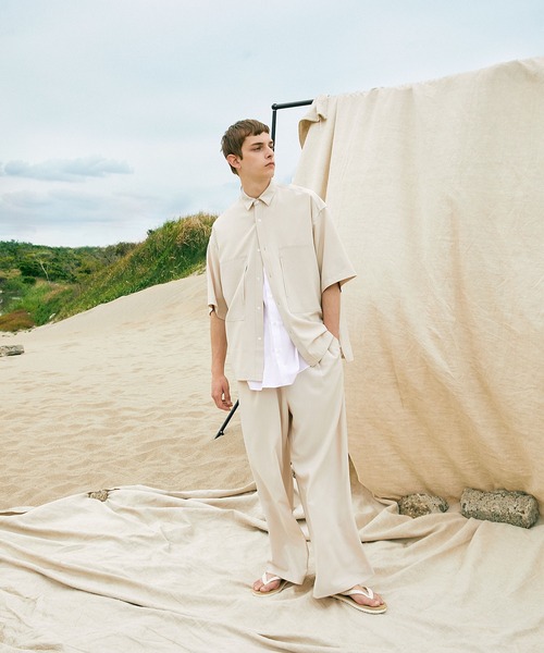 EMMA CLOTHES(エマクローズ)の「ブライトポプリン リラックス テーパード2タックワイドパンツ EMMA CLOTHES(その他パンツ・メンズ・ブラウン/ベージュ/ブラック/ライラック/グレイッシュベージュ/グレイッシュブルー/キナリ/ベージュ系その他・M/L)」の11枚目の写真