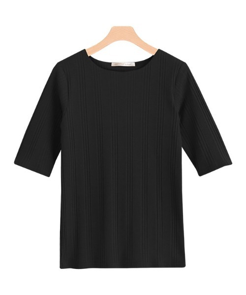 Pierrot（ピエロ）の「ランダムテレコ5分袖Tシャツ（Tシャツ/カットソー・レディース・ブラック/アイボリー/モカ/ブルー・L/M）」の11枚目の写真