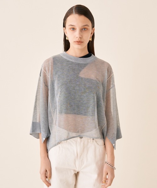 Solace（ソレイス）の「ルーズラインシアーニット（ニット/セーター・レディース・ホワイト/ブラック/ミント/グレー/ベージュ・FREE）」の22枚目の写真