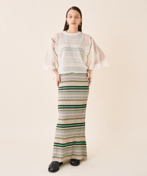 Solace（ソレイス）の「ルーズラインシアーニット（ニット/セーター・レディース・ホワイト/ブラック/ミント/グレー/ベージュ・FREE）」の12枚目の写真