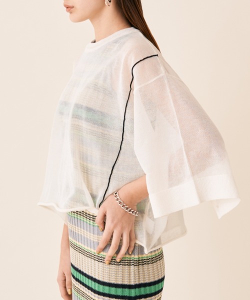 Solace（ソレイス）の「ルーズラインシアーニット（ニット/セーター・レディース・ホワイト/ブラック/ミント/グレー/ベージュ・FREE）」の10枚目の写真