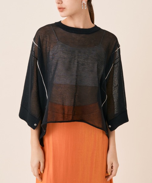 Solace（ソレイス）の「ルーズラインシアーニット（ニット/セーター・レディース・ホワイト/ブラック/ミント/グレー/ベージュ・FREE）」の15枚目の写真