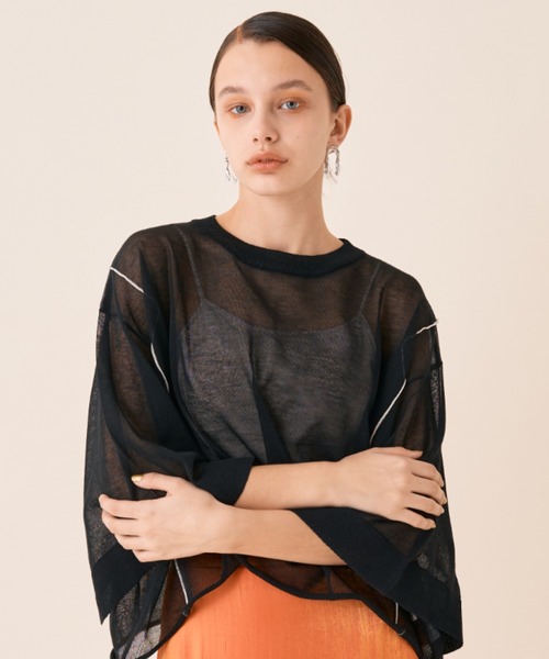 Solace（ソレイス）の「ルーズラインシアーニット（ニット/セーター・レディース・ホワイト/ブラック/ミント/グレー/ベージュ・FREE）」の13枚目の写真