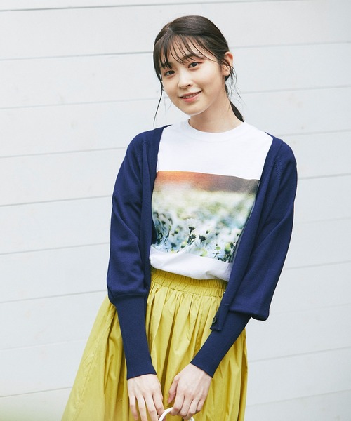 and R（アンドアール）の「ショート丈ロングスリーブカーディガン（カーディガン/ボレロ・レディース・レッド/ネイビー・FREE）」の2枚目の写真