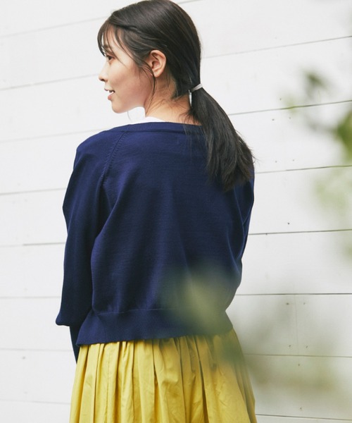 and R（アンドアール）の「ショート丈ロングスリーブカーディガン（カーディガン/ボレロ・レディース・レッド/ネイビー・FREE）」の6枚目の写真