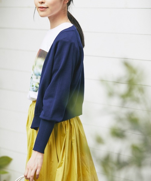 and R（アンドアール）の「ショート丈ロングスリーブカーディガン（カーディガン/ボレロ・レディース・レッド/ネイビー・FREE）」の5枚目の写真