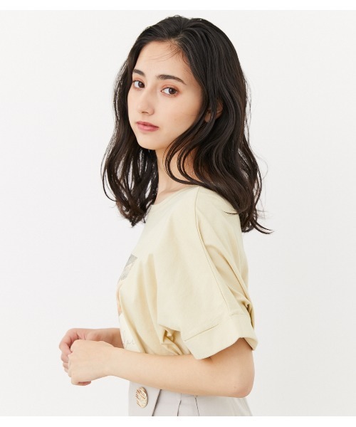 rienda（リエンダ）の「ストーンアートロゴTシャツ（Tシャツ/カットソー・レディース・ピンク/ホワイト/ブラック/ライトイエロー・FREE）」の18枚目の写真