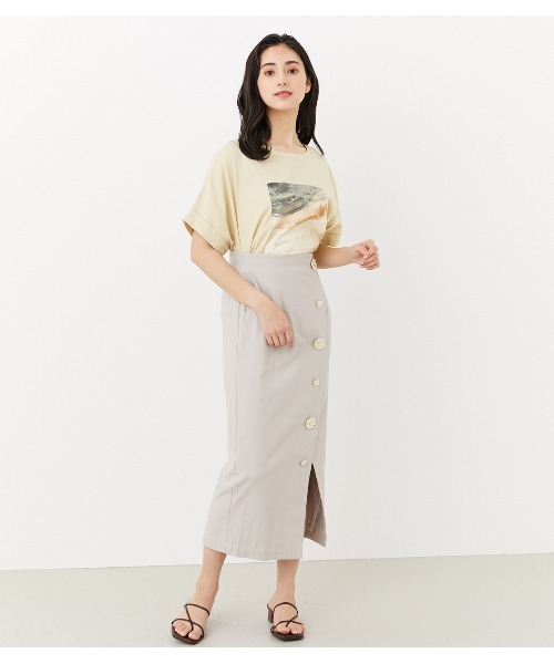 rienda（リエンダ）の「ストーンアートロゴTシャツ（Tシャツ/カットソー・レディース・ピンク/ホワイト/ブラック/ライトイエロー・FREE）」の8枚目の写真